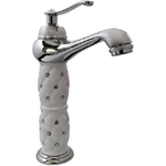 Cleafe-rubinetto Lavabo Brillantini Miscelatore Bagno Monoforo Argento Canna Alta 52156 -