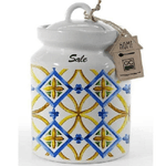 Kaela-barattolo Sale Ceramica Ermetico Cucina Bianco Color Mediterraneo 17x12cm 817052 -