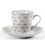 Kaela-set 6 Tazzine Caffè + 6 Piattini Tazzina Classico Moderno Bianco Eleganti 780721 -