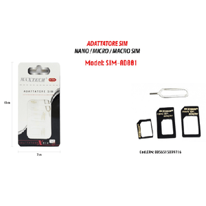 Maxtech-adattatore Scheda Sim Card Smartphone Nano Convertitore Estrattore 4in1 Maxtech Sim-ad001 -