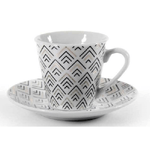 Kaela-set 6 Pz Tazzine Caffè Con 6 Piattini Bianco Deco In Porcellana Decorate 780776 -