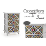 Kaela-cassettiera 3 Cassetti Comodino Legno Moderno Bianco Mediterraneo 40x31x60cm 829369 -