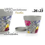 Kaela-vaso Giardino Con Sottovaso In Plastica Decoro Isola 26x23cm Piante Fiori 845376 -