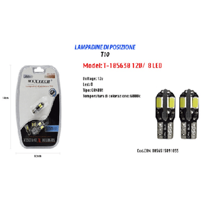 Maxtech-lampadine Di Posizione T10 Maxtech T-105630 12v 8 Led Lampadine Ultra Luminose -