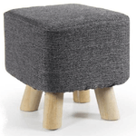 Kaela-pouf Sgabello Poggiapiedi Quadrato Piedi Legno Tessuto Grigio Scuro 27x28cm 790256 -