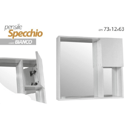 Kaela-specchiera Pensile Specchio Mobiletto Parete Bagno Armadietto 73x12x63cm 808975 -
