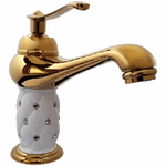 Cleafe-rubinetto Per Lavabo Con Brillantini Miscelatore Bagno Monoforo Oro Basso 52149 -