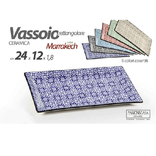 Kaela-vassoio Rettangolare Marrakech Multiuso 24x12x1,8 Cm 6 Colori Assortiti 771668 -