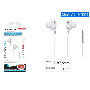 Maxtech-auricolari Cuffie In-ear Aux 3,5mm Cavo 1.2mt Alta Velocità Smartphone Au-9t001 -