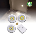 Linq-set 3 Luci Led Cob Con Telecomando Luce Regolabile Lampada Disco Armadio Tx-9728 -