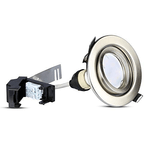 V-TAC Portafaretto LED da Incasso Rotondo 5W con Faretto GU10 Colore Nichel Satinato 6400K (3 Pezzi)