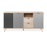 Credenza Epik 52 rovere antracite grigio 3 ante 2 cassetti 180x40x88,3