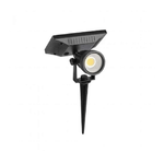 V-TAC Faretto LED da Giardino con Picchetto Colore Nero Con Pannello Solare 2W 3000K IP65