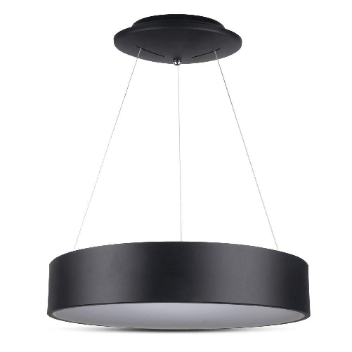 V-TAC Lampadario LED a Sospensione Circolare 30W in Metallo Colore Nero d: 60cm h: 120cm 3000K