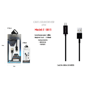 Maxtech-cavo Micro Usb 5pin Smartphone Samsung Huawei Cavetto Di Ricarica Maxtech F-s019 -