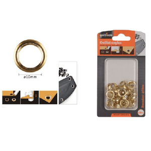 Kaela-kit 50 Pz Occhiello Occhielli Metallici Foro ø10mm In Metallo Dorato Pelle 90925 -