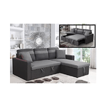 Mitepek Divano letto contenitore, reversibile angolare, led, microfibra grigio chaise longue Sicorage Tuky