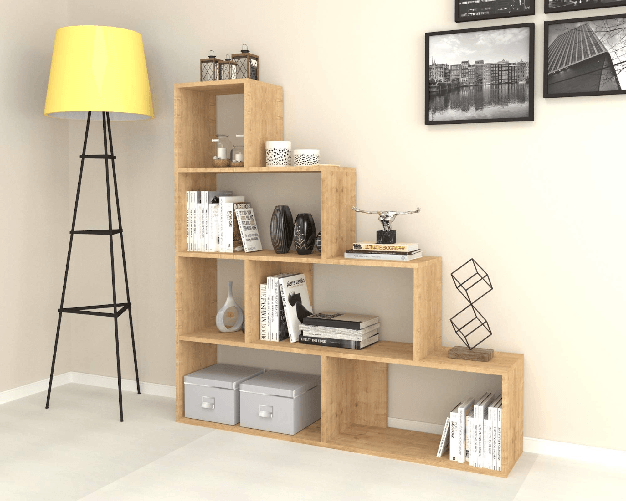 Libreria a scala Alis 145x145 cm. rovere