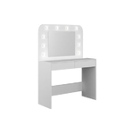 Vente-unique - Parrucchiera Josephine - Specchio a LED e portaoggetti - Bianco