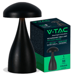 V-TAC Lampada LED da Tavolo 1W con Batteria 800mAh Ricaricabile USB C Colore Nero in Metallo Touch Dimmerabile 3in1