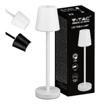 V-TAC Lampada LED da Tavolo 3W Colore Bianco ricaricabile con Micro-USB Touch Dimmerabile 3000K