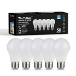 V-TAC - Lampadina LED E27, 9 W (sostituisce 60 W), luce bianca fredda, confezione da 5