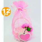 Trade Shop Traesio-bomboniera Cestino Rosa Cuore Sacchetto Organza Portaconfetti Nascita Battesimo -