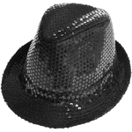 Trade Shop Traesio-cappello Borsalino Paillettes Nero Spettacolo Teatro Paillette Uomo Donna -