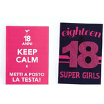 Trade Shop Traesio-2 Biglietti Auguri Compleanno 18 Anni Fucsia Con Busta Keep Calm Super Girl -