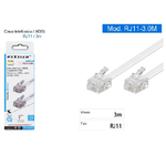 Maxtech-cavo Telefonico Rj11 3mt Collegamento Telefonico Prolunga Modem Maxtech Rj11-3.0m -