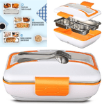 Trade Shop Traesio-scaldavivande Elettrico Lunchbox Contenitore Porta Cibo 3 Scomparti +posate 40w -