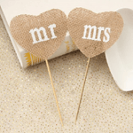 Trade Shop Traesio-2x Stuzzicadenti Mr Mrs Cuore Juta Cake Per Decorazioni Torte Matrimonio Wedding -