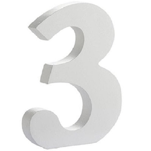 Trade Shop Traesio-numero 3 Legno Bianco 11cm Decorazione Confettata Matrimonio Compleanno Wedding -