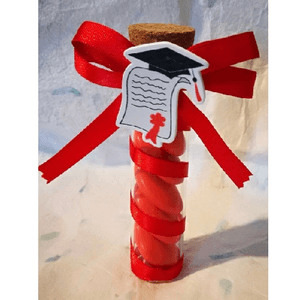 Trade Shop Traesio-bomboniera Laurea Provetta Rossa Rosso Applicazione Legno Tocco -