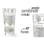 Kaela-porta Ombrelli Con Cuore Anticato Design Tondo Bianco 22x47cm In Metallo 657801 -