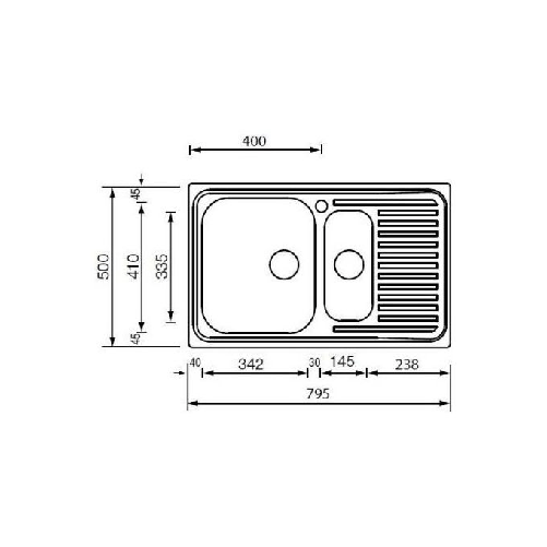 CM-Matico-79-x-50-2V-Lavello-ad-incasso-Rettangolare-Acciaio-inossidabile