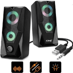 Linq-casse Altoparlanti Stereo Usb 2.0 Con Luci Led Pc Gaming Rgb Speaker Tv Mp3 A5005 -