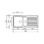 CM-Zenith-100x50-2V-Lavello-ad-incasso-Rettangolare-Acciaio-inossidabile