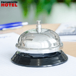 Trade Shop Traesio-campanello Da Reception Bancone Hotel Lucido 9x7 Cm In Acciaio Base Antiscivolo -