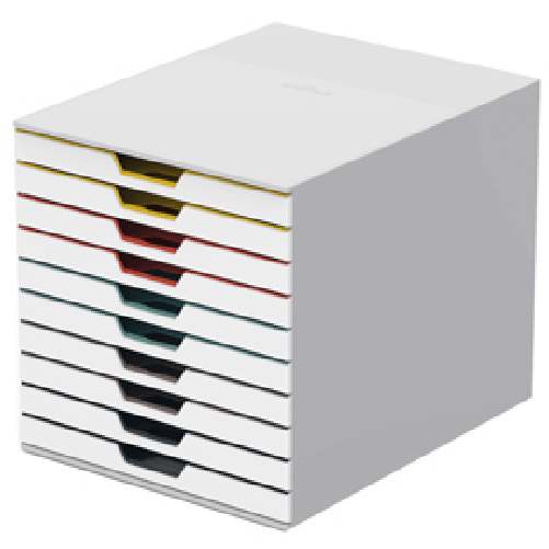 DURABLE-Cassettiera-10-cassetti-colorati-varicolor---bianco-ghiaccio---25cm---Durable