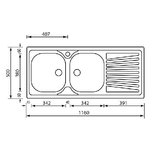 CM-Mondial-116-x-50-2V-Lavello-ad-incasso-Rettangolare-Acciaio-inossidabile