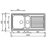 CM-Zenith-plus-100-x-50-2V-Lavello-ad-incasso-Rettangolare-Acciaio-inossidabile