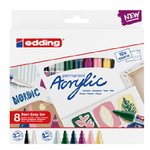 Edding Acrylic Nero, Blu, Marrone, Verde, Azzurro, Rosa, Viola, Bianco, Giallo 8 pz