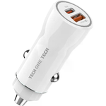 Caricabatterie per auto TechOneTech 1x USB-A 1x USB-C - Max. 38W - Colore Bianco