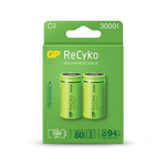 GP ReCyko Confezione da 2 batterie ricaricabili 3000mAh C 1.2V - Pre-caricate - Ciclo di vita: fino a 1000 volte