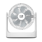 Ventilatore Portatile da Tavolo Muvip 55W Diametro 18cm - 3 Velocità - Angolo Regolabile fino a 360º - Autonomia fino a 15h - Colore Bianco