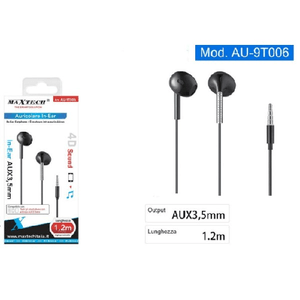 Maxtech-auricolari Cuffie In-ear Connettore Aux 3,5mm Cavo Da 1,2 Mt Smartphone Au-9t006 -