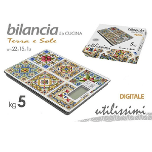 Trade Shop Traesio-bilancia Portatile Da Cucina Digitale Max. 5kg 22x15x1,5cm Decoro Mosaico 828508 -