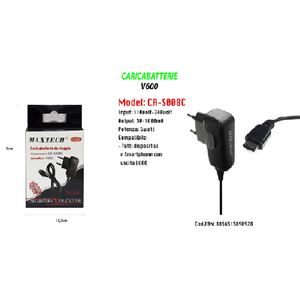 Maxtech-caricabatterie High Power Da Viaggio Con Spina Ad Attacco V600 5v-1000ma Maxtech Ca-s008c -