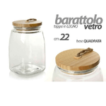 Kaela-barattolo 22cm In Vetro Tappo In Legno Ermetico Contenitore Base Quadrata 728358 -